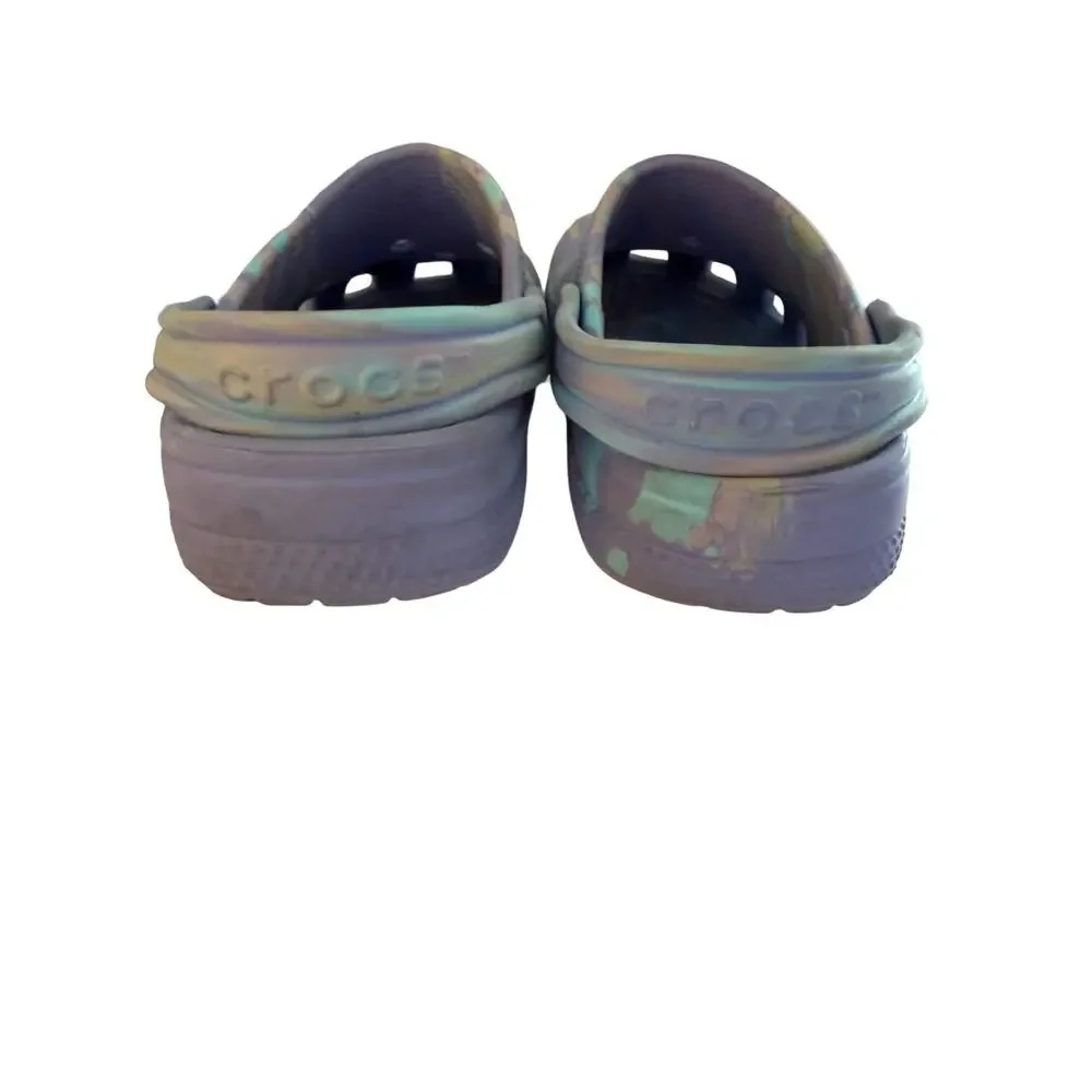 CROCS Kids J2 Purple Tie Dye Classic Clogs Butterfly Baby Yoda Jibbitz Youth